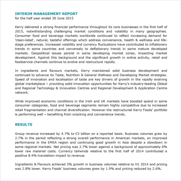 interim management report template