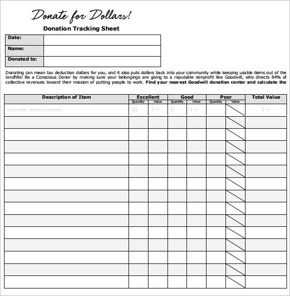 Donation List Template