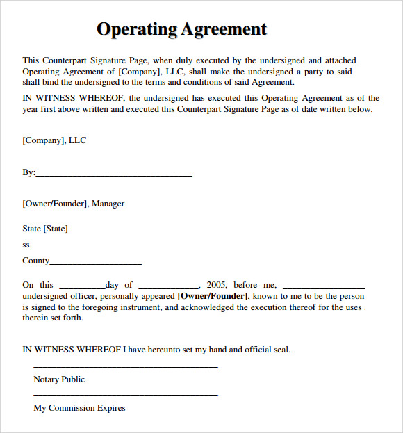 llc operating agreement template download