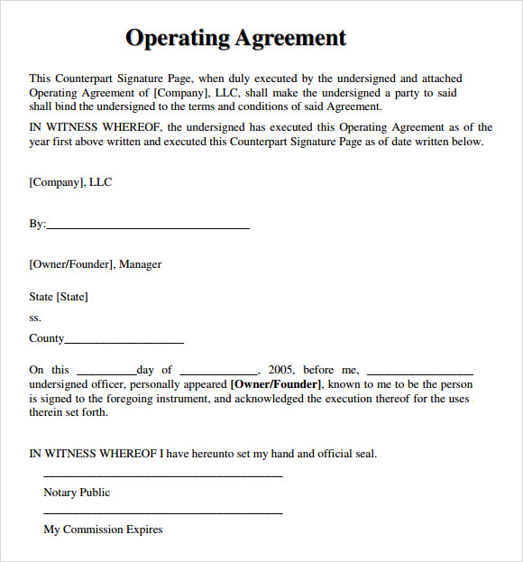 operating agreement for llc template