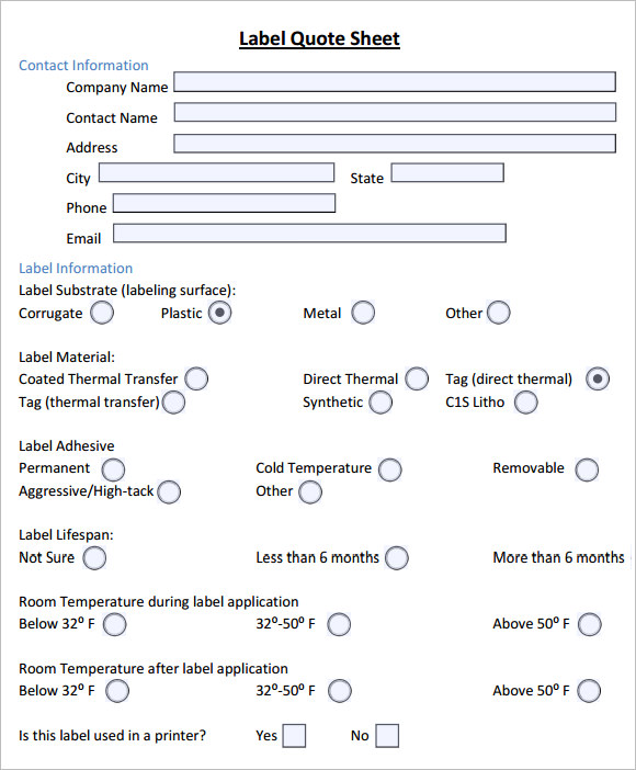 FREE 10+ Sample Quote Sheet Templates in PDF