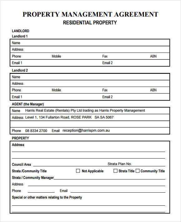 Sample Property Management Agreement