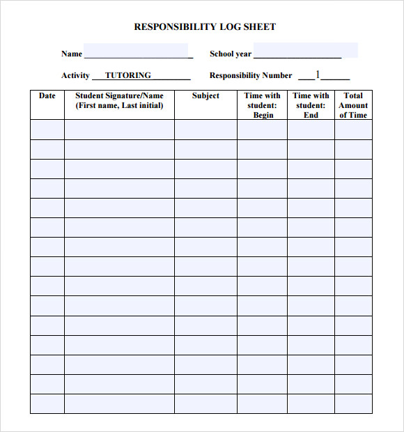 log sheet template free