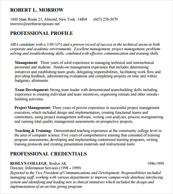 FREE 8 MBA Resume Templates In PDF