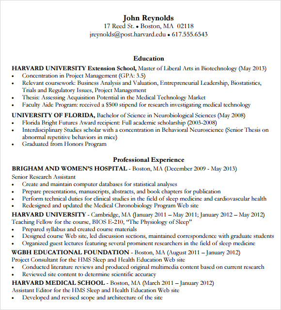 FREE 8 MBA Resume Templates In PDF