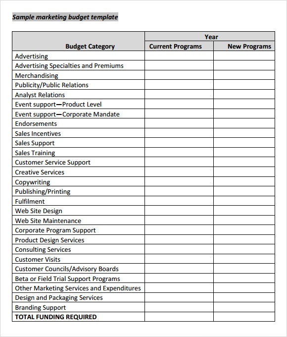 marketing budget template pdf