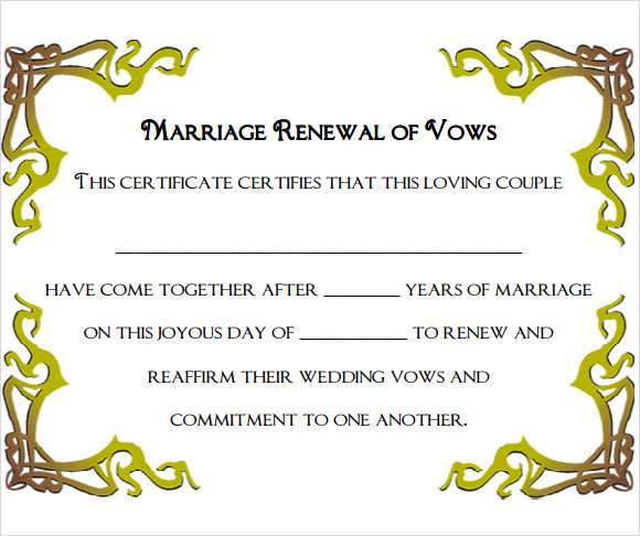 marriage certificate template example