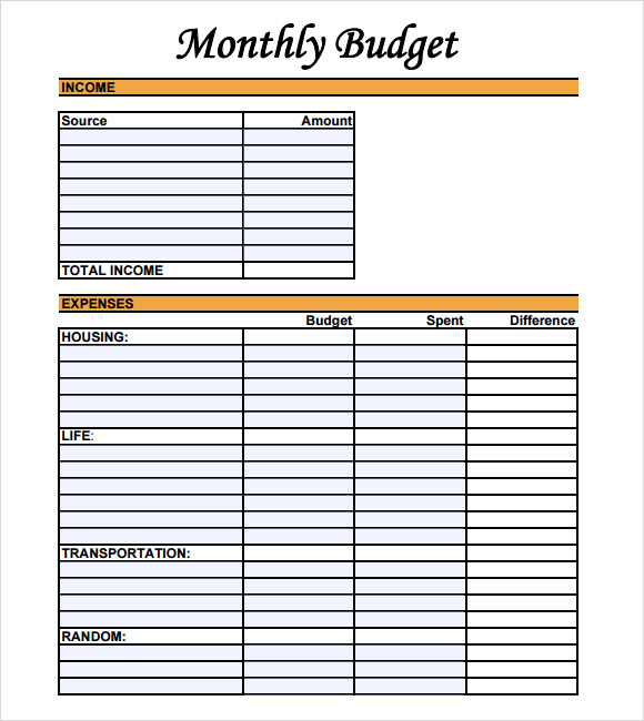 personal monthly budget template pdf