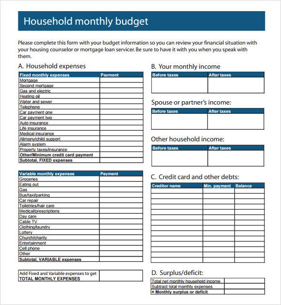 google sheets monthly household budget template Â£