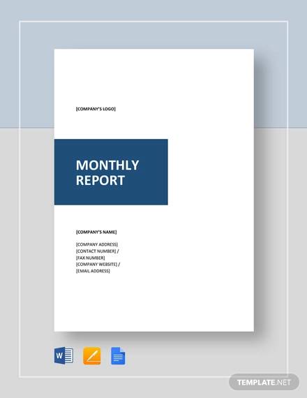 FREE 29  Monthly Report Templates in PDF MS Word Adobe AI Apple