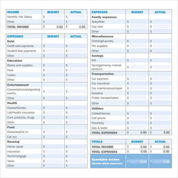 7 Budget Worksheet Templates – Free Sample , Examples 