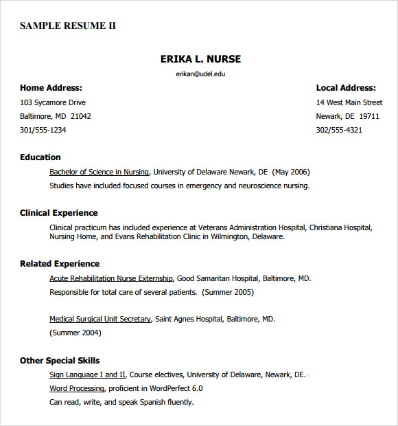 nursing resume 8 free samples resumes format