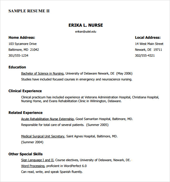 nursing resume free template