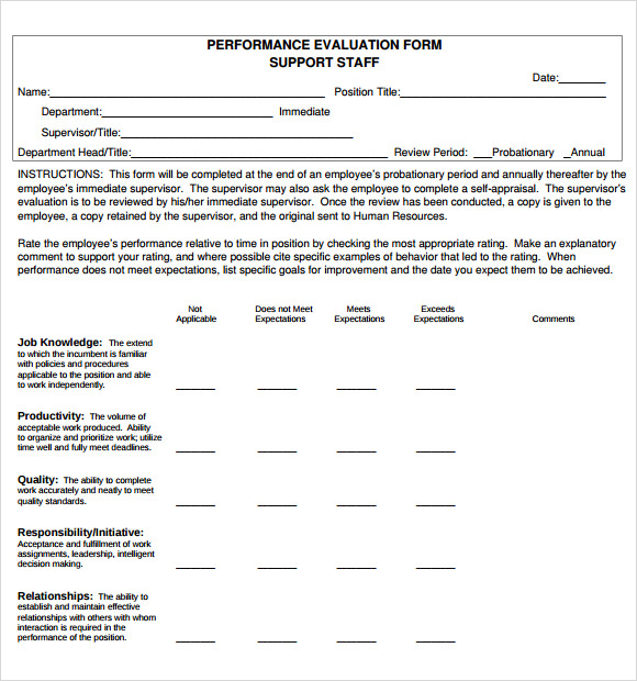 performance evaluation template word