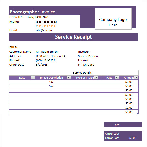 8 Photography Invoice Templates Free Samples, Examples & Format