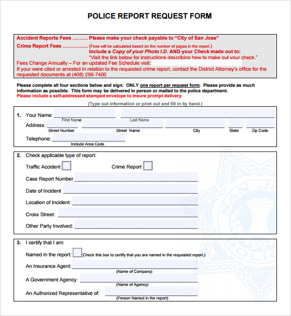 police report request form