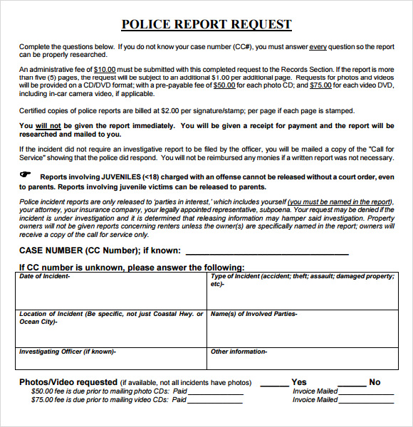 FREE 11 Sample Police Reports In Word PDF