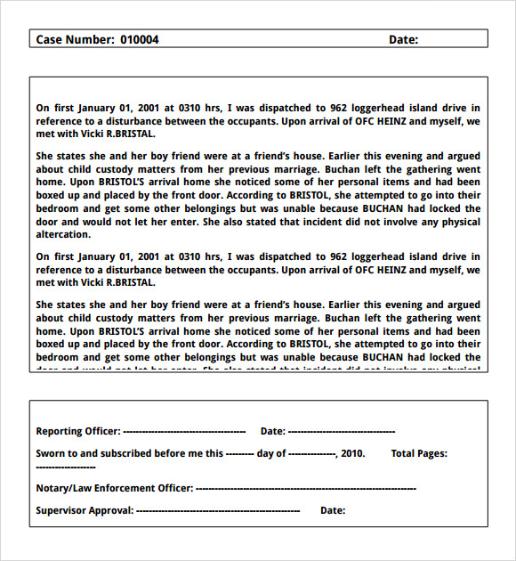 police report template download