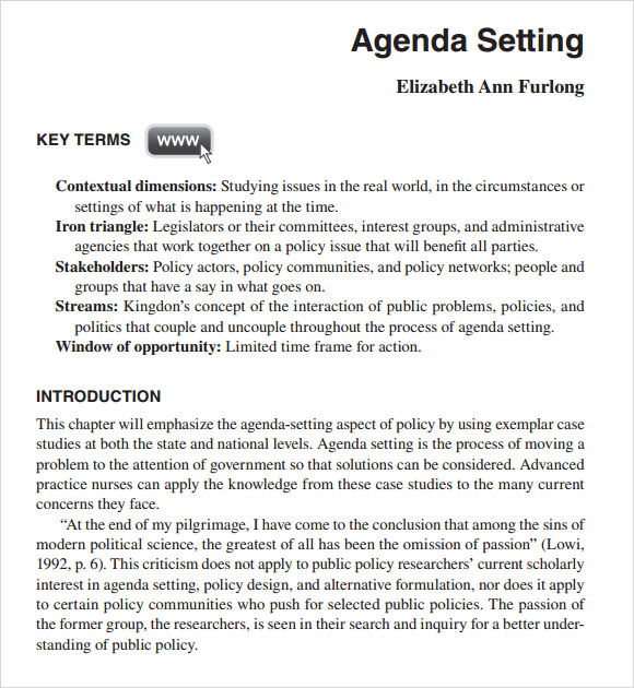 Free 6 Political Agenda Samples In Pdf