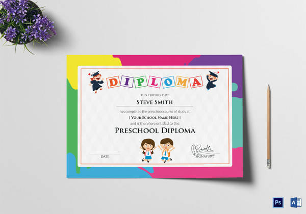 preschool diploma certificate template