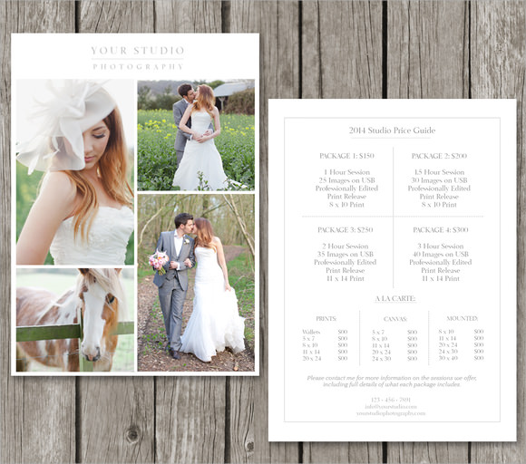 price sheet template for photography