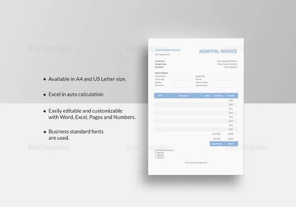 printable medical invoice template