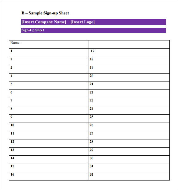 FREE 16+ Sign Up Sheet Samples in Google Docs | MS Word ...