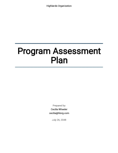 program assessment plan template