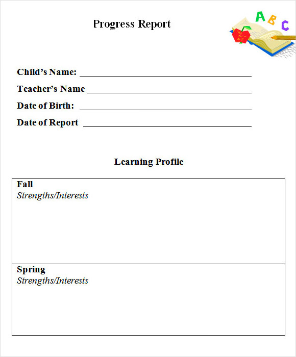 progress report template pdf