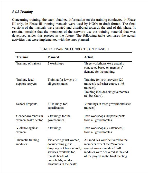 project evaluation report template