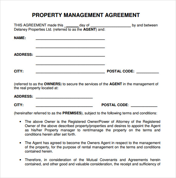 Template Management Agreement | HQ Printable Documents