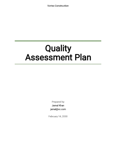 quality assessment plan template