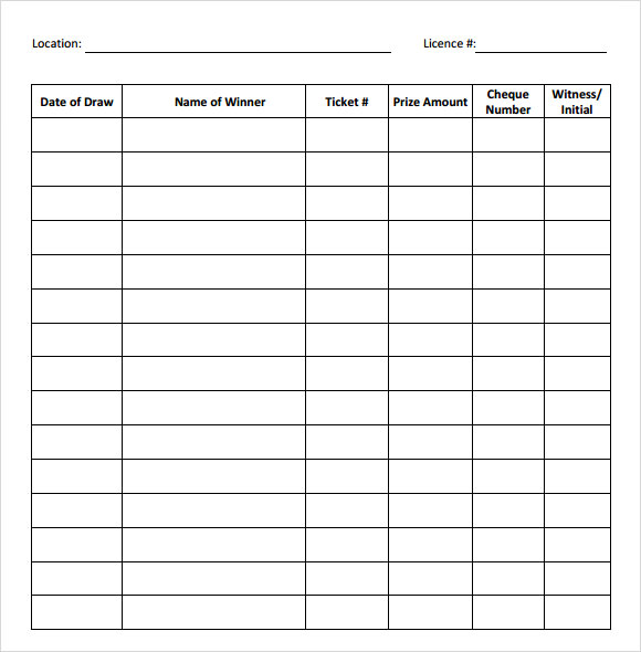 raffle ticket control sheet template