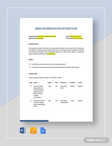 reconciliation accounting action plan template