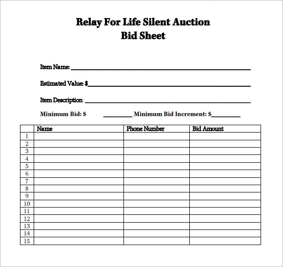 7-silent-auction-bid-sheet-samples-sample-templates