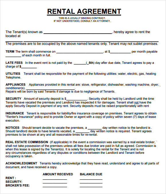 rental agreement template