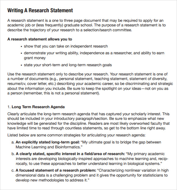 research agenda statement