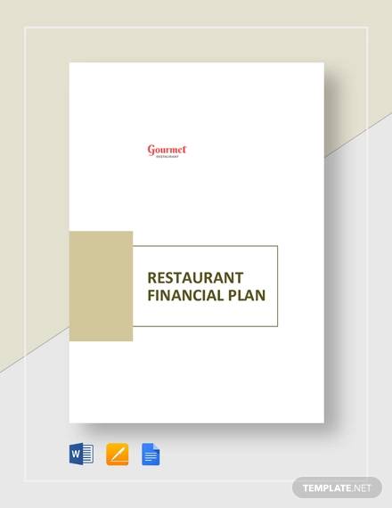 restaurant financial plan template