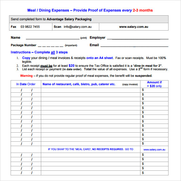 restaurant receipt template free download