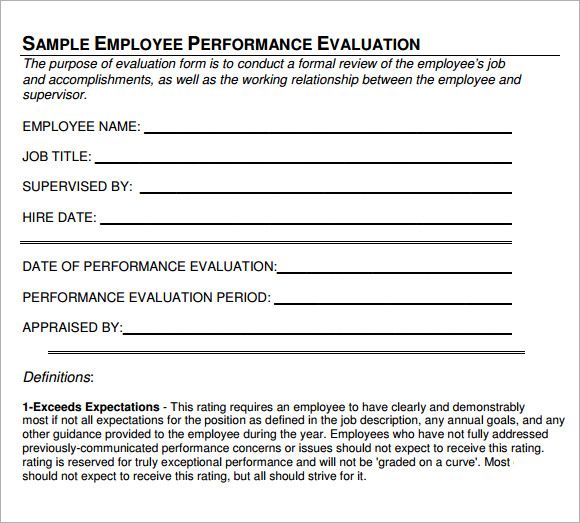 sample employee performance evaluation