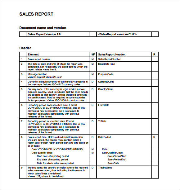 sales report format template