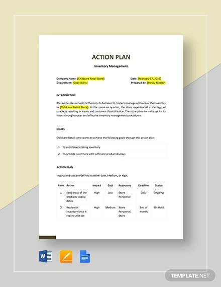 sample action plan template