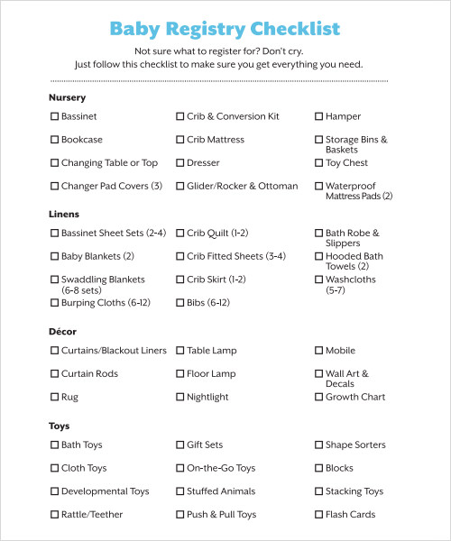 sample baby registry checklist