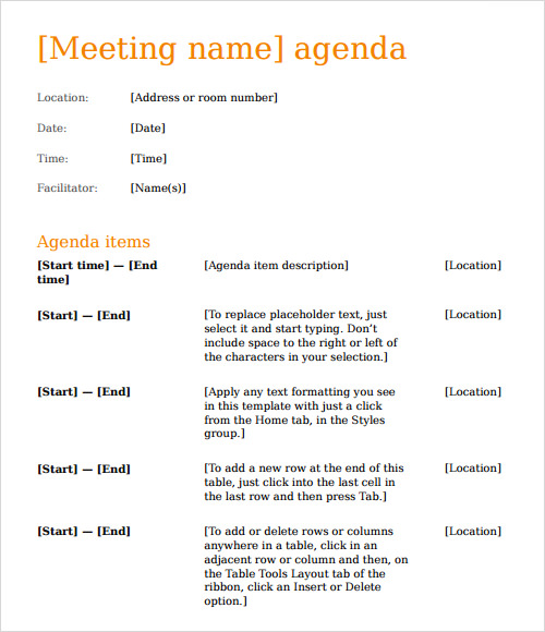 FREE 11 Sample Agenda Templates In PDF