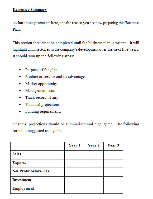 how to format a business plan