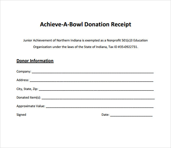 Sample Donation Receipt Excel Templates