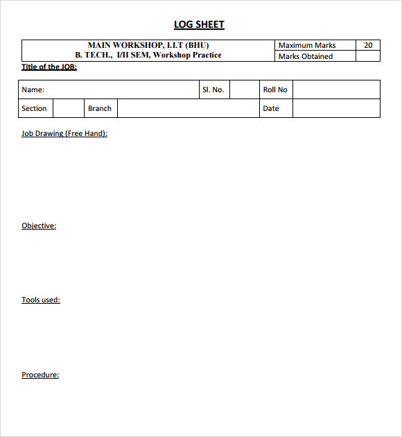 sample log sheet template