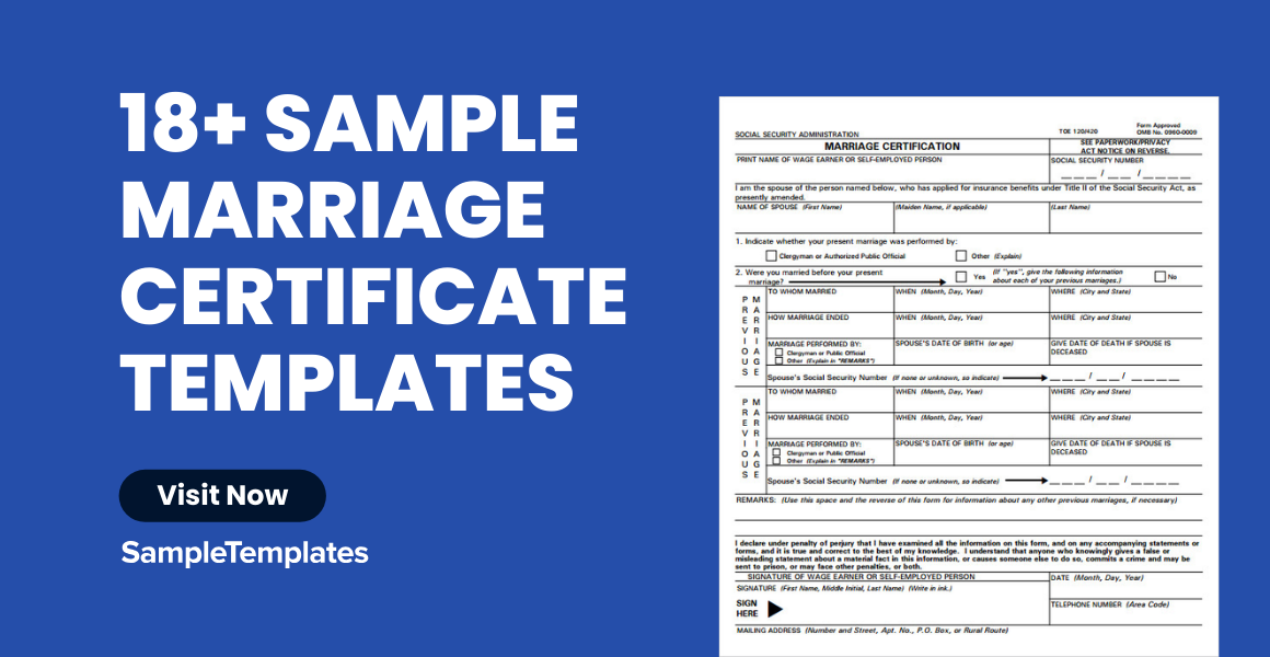 sample marriage certificate templates