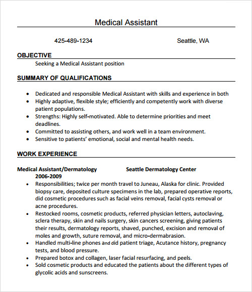 sample medical assistant resume template
