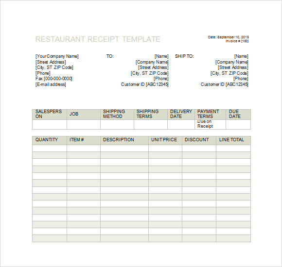 FREE 12+ Restaurant Receipt Templates in MS Word Pages Google Docs